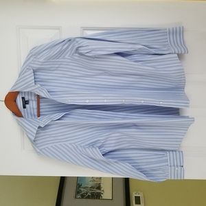 Lands' End size 18 blue striped oxford, new without tags